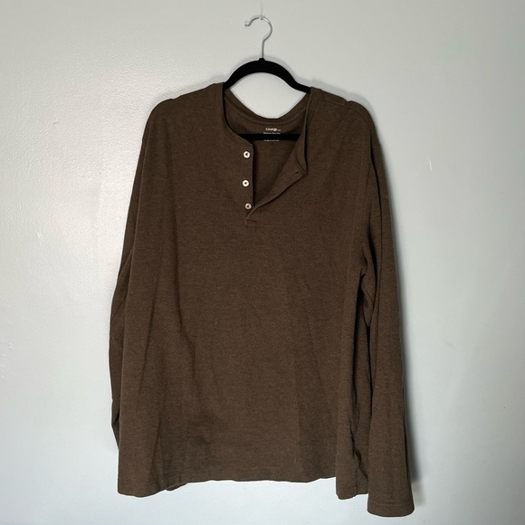 George Waffle Knit Men’s Long Sleeve Shirt with Buttons XL Camo Green - Picture 1 of 3